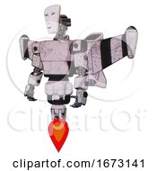 Poster, Art Print Of Bot Containing Humanoid Face Mask And Light Chest Exoshielding And Prototype Exoplate Chest And Stellar Jet Wing Rocket Pack And Jet Propulsion Sketch Pad Dirty Smudge