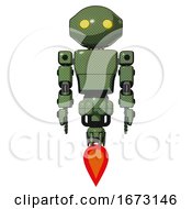 Poster, Art Print Of Bot Containing Oval Wide Head And Yellow Eyes And Light Chest Exoshielding And Prototype Exoplate Chest And Jet Propulsion Grass Green Front View
