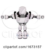 Poster, Art Print Of Bot Containing Round Head And Heavy Upper Chest And Light Leg Exoshielding White Halftone Toon T-Pose