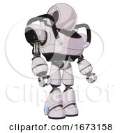 Poster, Art Print Of Bot Containing Round Head And Heavy Upper Chest And Light Leg Exoshielding White Halftone Toon Facing Left View