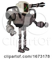 Poster, Art Print Of Mech Containing Old Computer Monitor And Colored X Display And Heavy Upper Chest And Ultralight Foot Exosuit Light Pink Beige Interacting