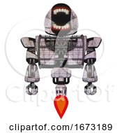 Poster, Art Print Of Robot Containing Chomper Head Design And Heavy Upper Chest And Heavy Mech Chest And Barbed Wire Chest Armor Cage And Jet Propulsion Sketch Pad Dirty Smudge Front View