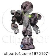 Poster, Art Print Of Bot Containing Dots Array Face And Heavy Upper Chest And Heavy Mech Chest And Green Energy Core And Light Leg Exoshielding Sketch Pad Wet Ink Smudge Hero Pose