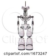 Automaton Containing Dual Retro Camera Head And Reversed Fin Head And Light Chest Exoshielding And No Chest Plating And Light Leg Exoshielding White Halftone Toon Front View