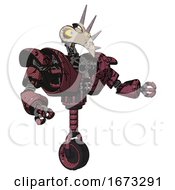 Poster, Art Print Of Android Containing Bird Skull Head And Big Yellow Eyes And Heavy Upper Chest And Heavy Mech Chest And Unicycle Wheel Muavewood Halftone Grunge Interacting