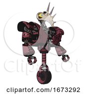 Android Containing Bird Skull Head And Big Yellow Eyes And Heavy Upper Chest And Heavy Mech Chest And Unicycle Wheel Muavewood Halftone Grunge Facing Left View
