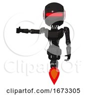 Poster, Art Print Of Bot Containing Round Head And Horizontal Red Visor And First Aid Emblem And Light Chest Exoshielding And Ultralight Chest Exosuit And Jet Propulsion Toon Black Scribbles Sketch