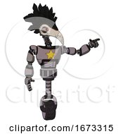 Droid Containing Bird Skull Head And Yellow And Green Scope Eyes And Crow Feather Design And Light Chest Exoshielding And Yellow Star And Unicycle Wheel Halftone Gray