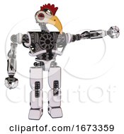 Poster, Art Print Of Robot Containing Bird Skull Head And Red Led Circle Eyes And Chicken Design And Heavy Upper Chest And No Chest Plating And Prototype Exoplate Legs White Halftone Toon