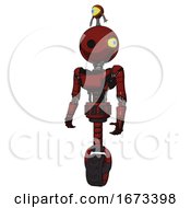 Poster, Art Print Of Android Containing Oval Wide Head And Minibot Ornament And Light Chest Exoshielding And Ultralight Chest Exosuit And Unicycle Wheel Matted Red Standing Looking Right Restful Pose
