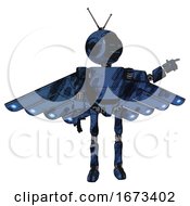 Poster, Art Print Of Bot Containing Digital Display Head And Sleeping Face And Retro Antennas And Light Chest Exoshielding And Prototype Exoplate Chest And Cherub Wings Design And Ultralight Foot Exosuit