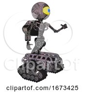 Poster, Art Print Of Robot Containing Giant Eyeball Head Design And Light Chest Exoshielding And Rocket Pack And No Chest Plating And Tank Tracks Dark Sketchy Interacting