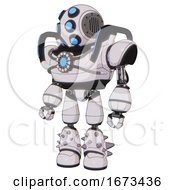 Automaton Containing Round Head And Six Eye Array And Bug Eyes And Heavy Upper Chest And Chest Blue Energy Core And Blue Strip Lights And Light Leg Exoshielding And Spike Foot Mod