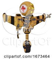 Robot Containing Round Head And Yellow Eyes Array And First Aid Emblem And Light Chest Exoshielding And Stellar Jet Wing Rocket Pack And No Chest Plating And Unicycle Wheel