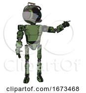 Poster, Art Print Of Droid Containing Digital Display Head And Sleeping Face And Led And Protection Bars And Light Chest Exoshielding And Prototype Exoplate Chest And Ultralight Foot Exosuit Grunge Grass Green