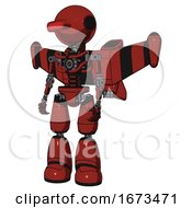 Poster, Art Print Of Mech Containing Oval Wide Head And Red Horizontal Visor And Light Chest Exoshielding And Stellar Jet Wing Rocket Pack And No Chest Plating And Light Leg Exoshielding Cherry Tomato Red