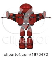Poster, Art Print Of Mech Containing Oval Wide Head And Red Horizontal Visor And Light Chest Exoshielding And Stellar Jet Wing Rocket Pack And No Chest Plating And Light Leg Exoshielding Cherry Tomato Red T-Pose