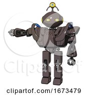 Poster, Art Print Of Robot Containing Oval Wide Head And Yellow Eyes And Minibot Ornament And Heavy Upper Chest And Heavy Mech Chest And Battle Mech Chest And Prototype Exoplate Legs Light Brown