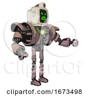 Automaton Containing Old Computer Monitor And Angry Pixels Face And Retro Futuristic Webcam And Heavy Upper Chest And Heavy Mech Chest And Green Energy Core And Ultralight Foot Exosuit