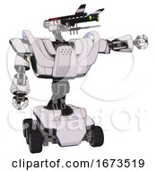 Android Containing Dual Retro Camera Head And Communications Array Head And Heavy Upper Chest And Heavy Mech Chest And Battle Mech Chest And Six Wheeler Base White Halftone Toon