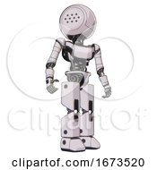 Poster, Art Print Of Automaton Containing Dots Array Face And Light Chest Exoshielding And Ultralight Chest Exosuit And Prototype Exoplate Legs White Halftone Toon Hero Pose