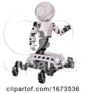 Poster, Art Print Of Bot Containing Round Head And Light Chest Exoshielding And Prototype Exoplate Chest And Insect Walker Legs White Halftone Toon Interacting