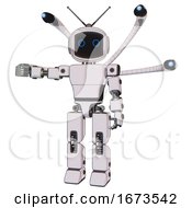 Automaton Containing Digital Display Head And Circle Eyes And Retro Antennas And Light Chest Exoshielding And Prototype Exoplate Chest And Blue Eye Cam Cable Tentacles And Prototype Exoplate Legs