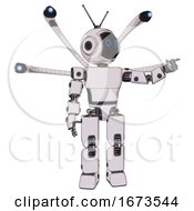 Automaton Containing Digital Display Head And Circle Eyes And Retro Antennas And Light Chest Exoshielding And Prototype Exoplate Chest And Blue Eye Cam Cable Tentacles And Prototype Exoplate Legs