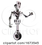 Poster, Art Print Of Mech Containing Humanoid Face Mask And Skeleton War Paint And Light Chest Exoshielding And No Chest Plating And Unicycle Wheel White Halftone Toon Interacting