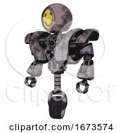 Poster, Art Print Of Robot Containing Round Head Yellow Happy Face And Heavy Upper Chest And Heavy Mech Chest And Unicycle Wheel Sketch Pad Cloudy Smudges Standing Looking Right Restful Pose