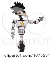 Android Containing Bird Skull Head And Red Led Circle Eyes And Crow Feather Design And Light Chest Exoshielding And Yellow Star And Unicycle Wheel White Halftone Toon