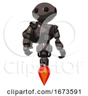 Poster, Art Print Of Automaton Containing Oval Wide Head And Beady Black Eyes And Light Chest Exoshielding And Rubber Chain Sash And Rocket Pack And Jet Propulsion Light Brown Hero Pose