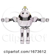 Poster, Art Print Of Robot Containing Oval Wide Head And Minibot Ornament And Heavy Upper Chest And Prototype Exoplate Legs White Halftone Toon T-Pose