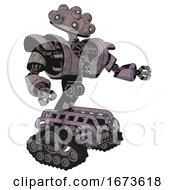 Poster, Art Print Of Robot Containing Techno Multi-Eyed Domehead Design And Heavy Upper Chest And Heavy Mech Chest And Tank Tracks Sketch Fast Lines Interacting
