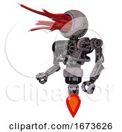 Automaton Containing Bright Red Jellyfish Tentacles Fiber Optic Design And Heavy Upper Chest And No Chest Plating And Jet Propulsion Dark Dirty Scrawl Sketch Facing Right View