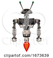 Poster, Art Print Of Cyborg Containing Dual Retro Camera Head And Shrimp Head And Heavy Upper Chest And No Chest Plating And Jet Propulsion Halftone Sketch Front View