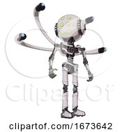 Poster, Art Print Of Android Containing Round Head And Green Eyes Array And Head Light Gadgets And Light Chest Exoshielding And Blue-Eye Cam Cable Tentacles And No Chest Plating And Ultralight Foot Exosuit
