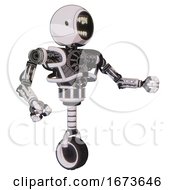 Poster, Art Print Of Bot Containing Round Head Chomper Design And Heavy Upper Chest And No Chest Plating And Unicycle Wheel White Halftone Toon Interacting