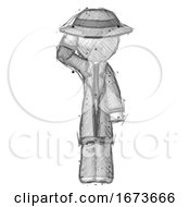 Poster, Art Print Of Sketch Detective Man Soldier Salute Pose