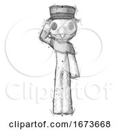 Poster, Art Print Of Sketch Plague Doctor Man Soldier Salute Pose