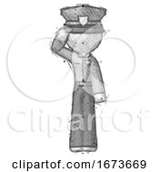 Poster, Art Print Of Sketch Police Man Soldier Salute Pose