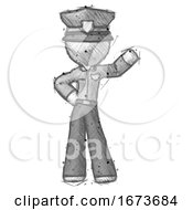 Sketch Police Man Waving Left Arm With Hand On Hip