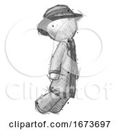 Poster, Art Print Of Sketch Detective Man Floating Through Air Right