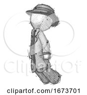 Poster, Art Print Of Sketch Detective Man Floating Through Air Left