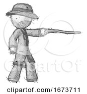 Poster, Art Print Of Sketch Detective Man Pointing With Hiking Stick