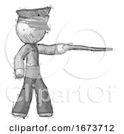 Poster, Art Print Of Sketch Police Man Pointing With Hiking Stick
