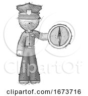 Poster, Art Print Of Sketch Police Man Holding A Large Compass