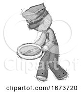 Poster, Art Print Of Sketch Police Man Walking With Large Compass