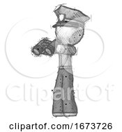 Poster, Art Print Of Sketch Police Man Holding Binoculars Ready To Look Left
