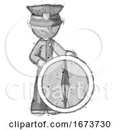 Poster, Art Print Of Sketch Police Man Standing Beside Large Compass